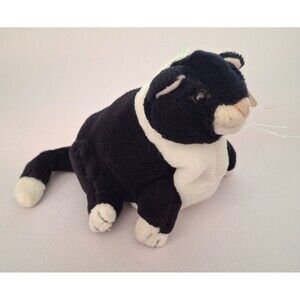 Vintage Dakin Applause Pampered Pets Plush Big Daddy Cat Black White w Tags 4.5"